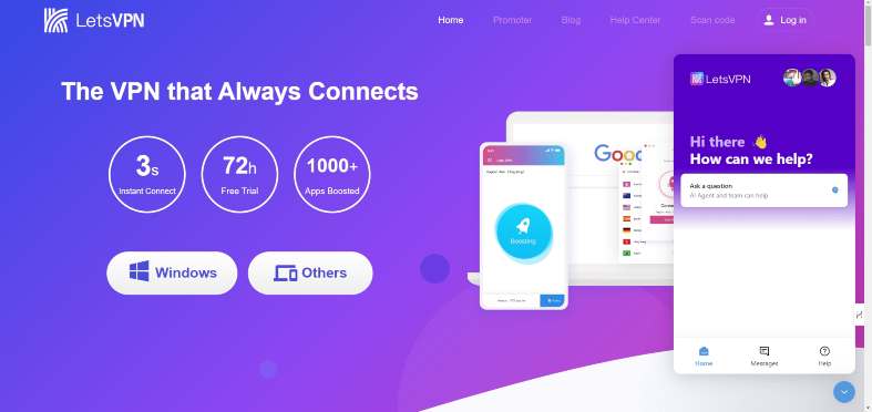 LetsVPN website — the best VPN for travelling in China