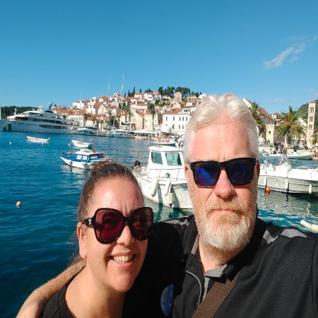 Mark and Bec visiting the popular tourist island of Hvar in Croatia