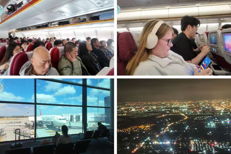 Beijing Capital Airlines collage of pictures onboard the Melbourne to Qingdao flight