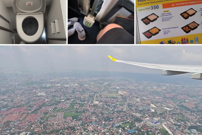 Inside the Cebu Pacific economy cabin on a flight from Manila to Melbourne