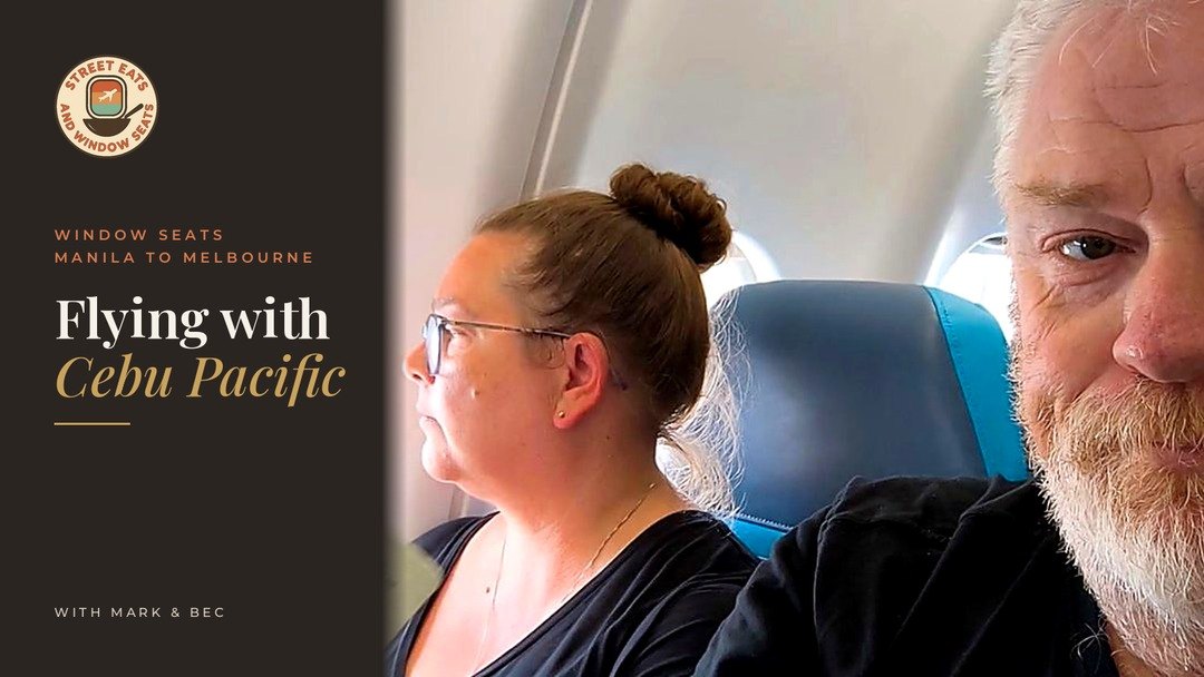 mark and bec aboard a cebu pacific flight from Manila to melbourne