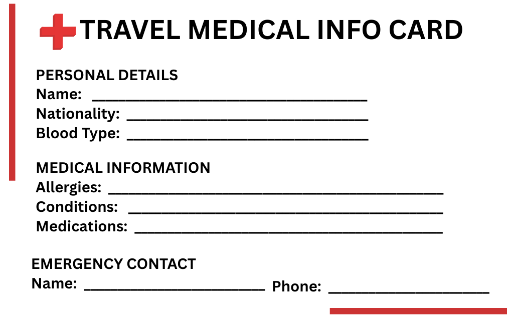 Travel Medical Card — front