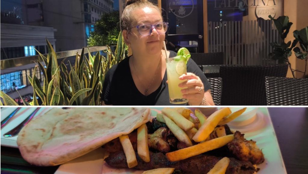 Drinks and food on P Burgos Street in Makati Manila Philippines on the first night of our Manila itinerary
