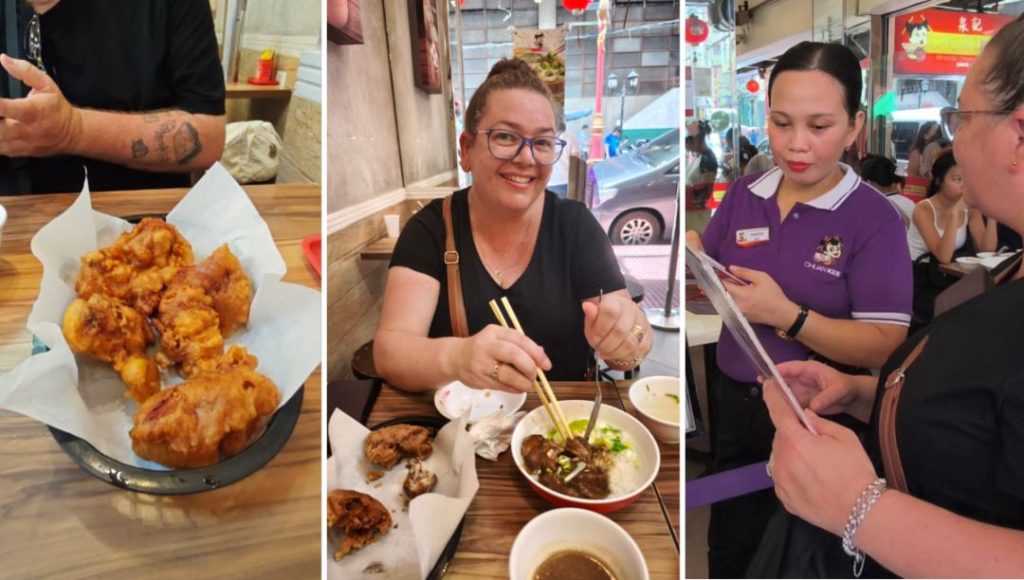 Mark and Bec from Street Eats and Window Seats eating lunch at Chuan Kee Chinese Restaurant in Manila Chinatown
