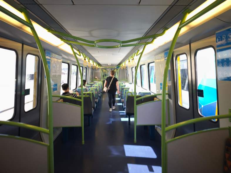 Bec from Street Eats and Window Seats on a Melbourne Metro Train departing Glen Waverley Station into the CBD