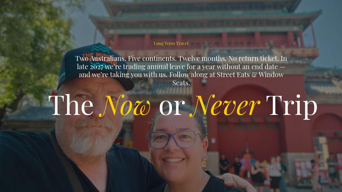 Mark and Bec from Street Eats and Window seats at the drum tower in Beijing