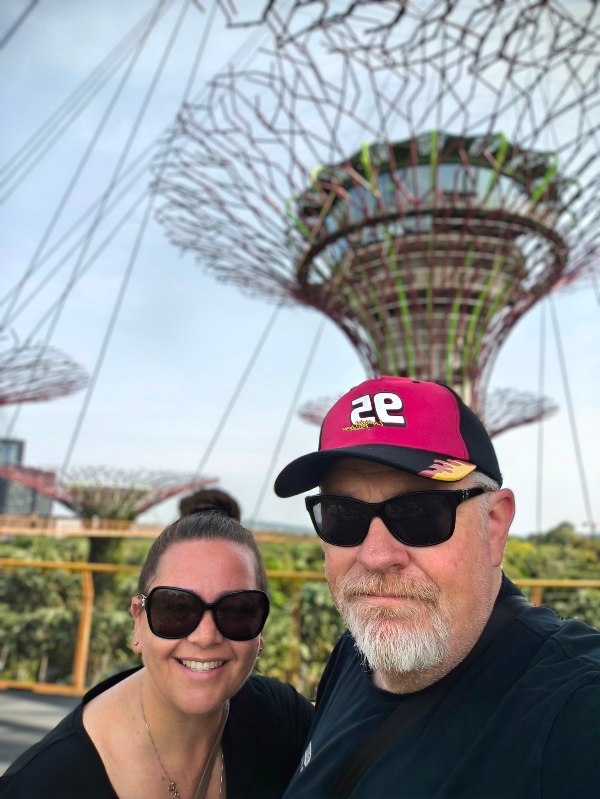 A midlife couple at Gardens by the Bay in Singapore