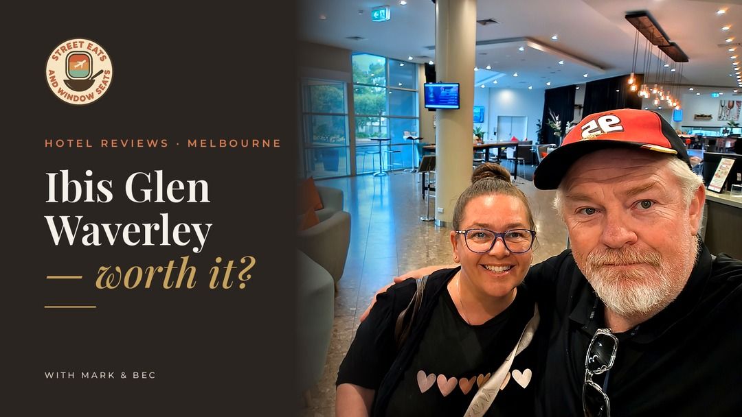 mark and bec standing in the lobby of Ibis Glen waverly