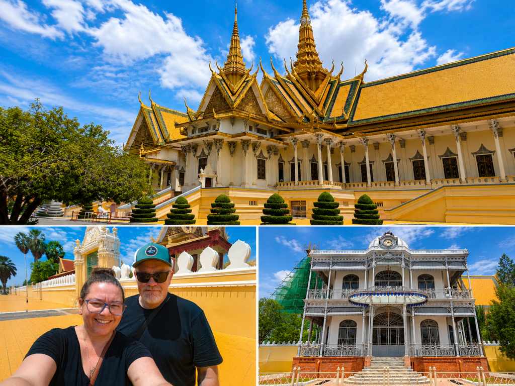 Royal Palace Phnom Penh Throne Hall and French Gifted Pavilion with Mark and Bec from Street Eats and Window Seats outside the palace walls